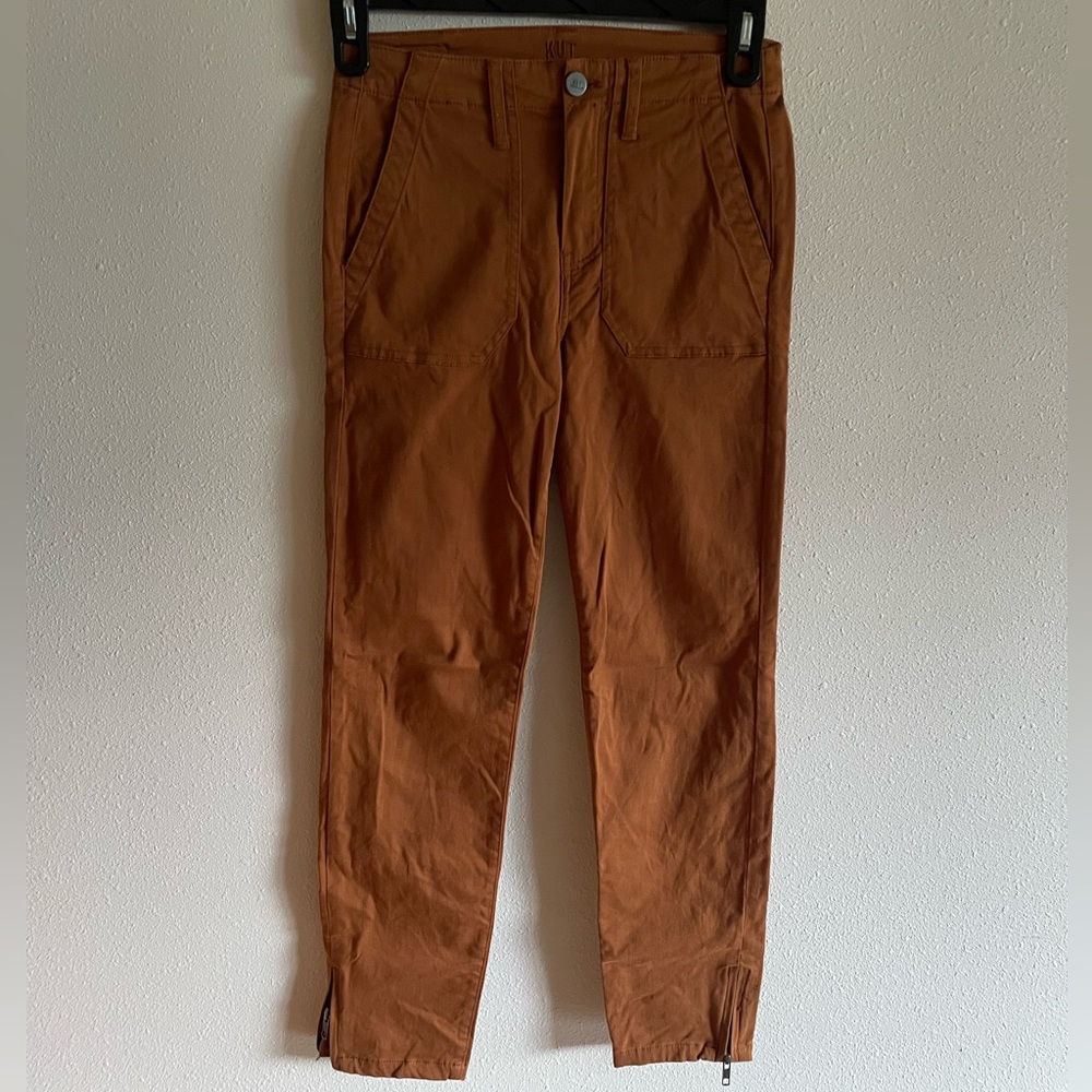 Kut from the Kloth Women's Rust Brown Ankle Length Straight Leg Pants